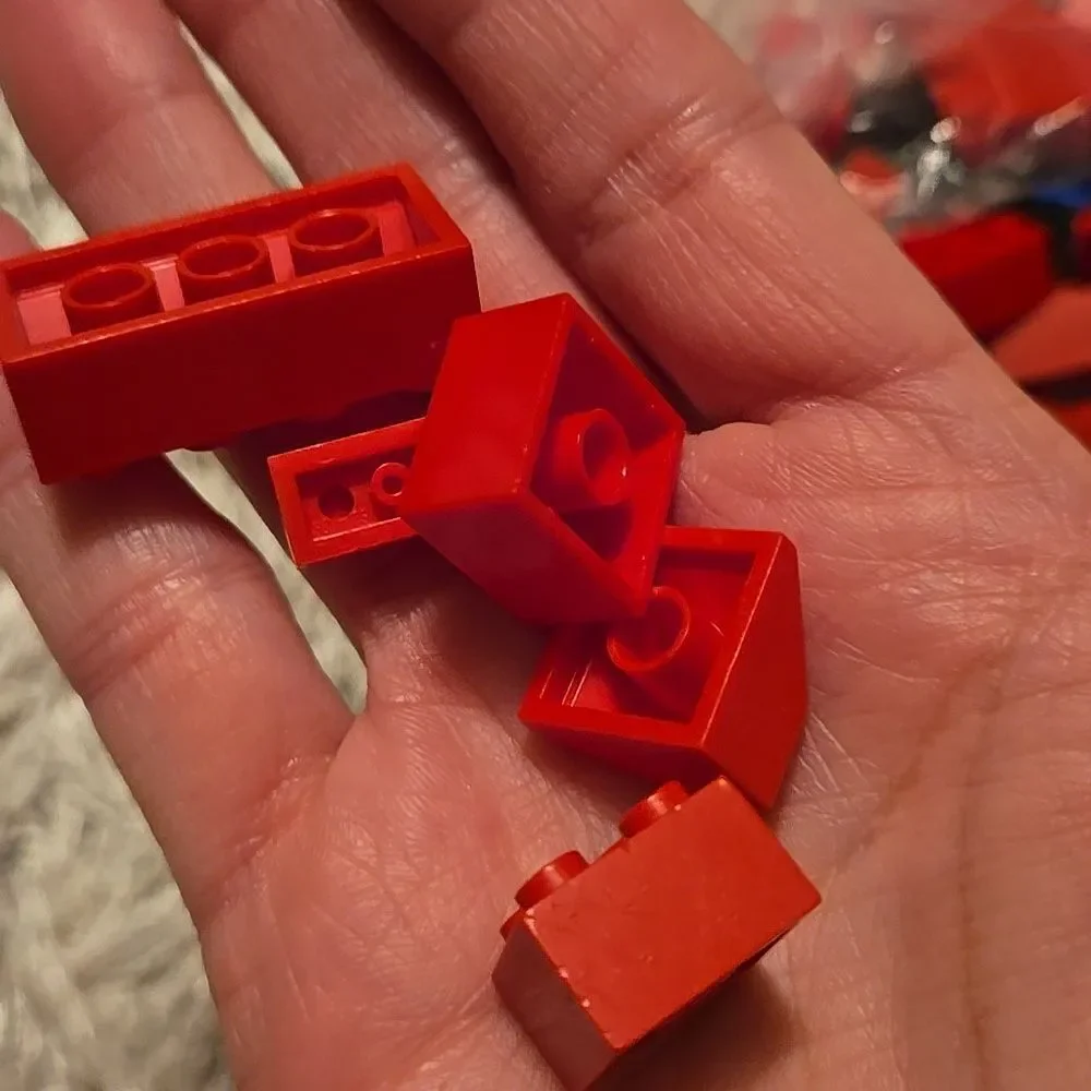 LEGO DUPLO tyco car LOT custom pieces vintage reds as seen colorful bag blocks